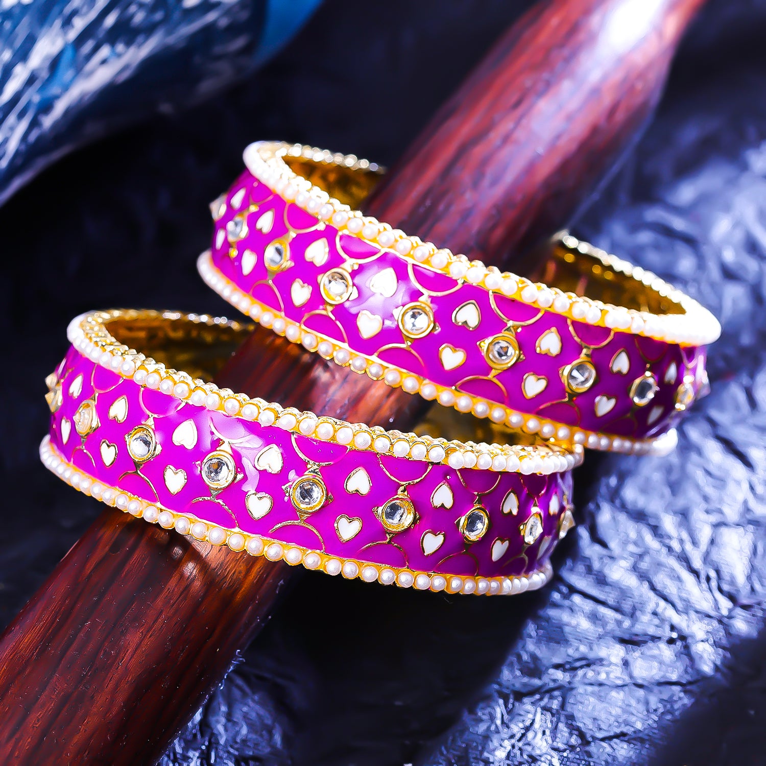 Sukkhi Glorious Pink Gold Plated Pearl Ethnic Bangle For Women