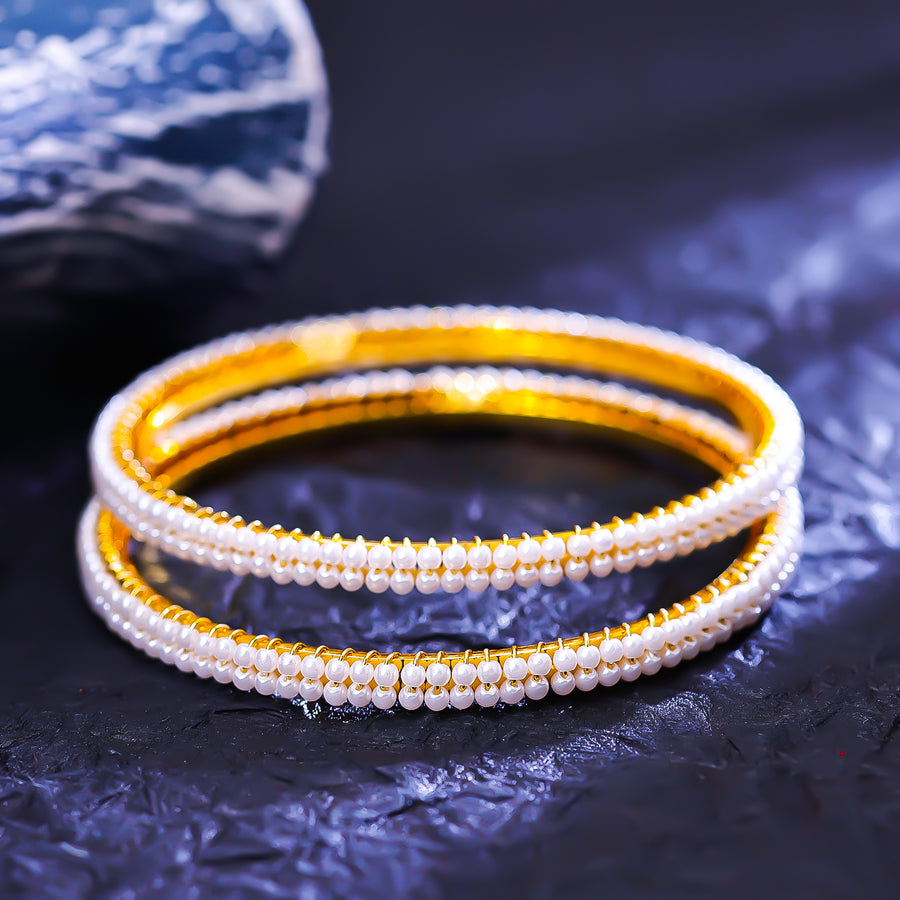 Sukkhi Perfect White Gold Plated Pearl Traditional Bangle For Women