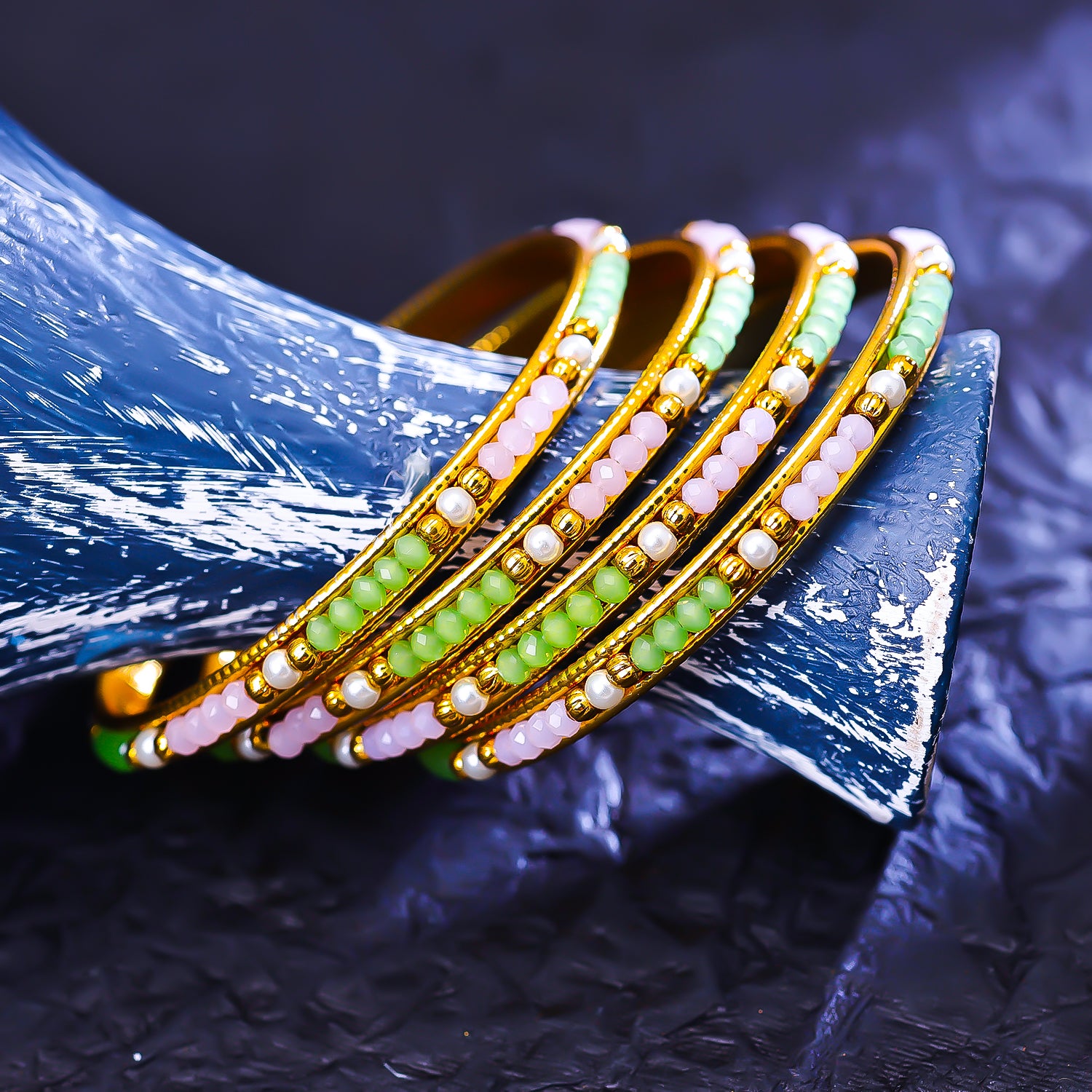 Sukkhi Desirable Multicolor Gold Plated Pearl Traditional Bangle For Women