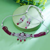 Sukkhi Toothsome Maroon Rhodium Plated Cz & Pearl Collar Necklace Set For Women