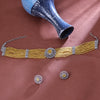 Sukkhi Hunky Yellow Rhodium Plated Cz & Pearl Choker Necklace Set For Women