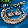 Sukkhi Flamboyant White Gold Plated Pearl Choker Necklace Set For Women