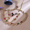 Sukkhi Glossy Multicolor Gold Plated Kundan Choker Necklace Set For Women