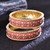 Sukkhi Enthralling Peach Gold Plated Pearl Ethnic Bangle For Women