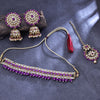 Sukkhi Rhodium Plated Kundan & Pearl Purple Choker Floral Necklace Set for Women