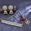 Sukkhi Gold Plated Kundan & Pearl White Choker Floral Necklace Set for Women