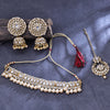 Sukkhi Gold Plated Kundan & Pearl White Choker Floral Necklace Set for Women