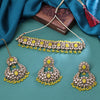 Sukkhi Gold Plated Color Stone & Kundan Yellow Choker Floral Necklace Set for Women