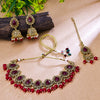Sukkhi Gold Plated Polki Stone Red Choker Floral Necklace Set for Women