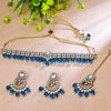 Sukkhi Gold Plated Kundan Blue Choker Floral Necklace Set for Women