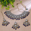 Sukkhi Gold Plated Color Stone & Kundan Blue Choker Floral Necklace Set for Women