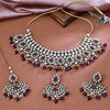 Sukkhi Gold Plated Color Stone & Kundan Maroon Choker Floral Necklace Set for Women