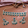 Sukkhi Gold Plated Color Stone & Kundan Green Choker Square Necklace Set for Women