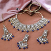 Sukkhi Gold Plated Kundan Blue Choker Floral Necklace Set for Women