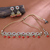 Sukkhi Gold Plated Color Stone & Pearl Red Choker Floral Necklace Set for Women