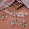 Sukkhi Gold Plated Color Stone & Kundan Pink Choker Floral Necklace Set for Women