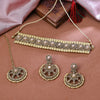 Sukkhi Gold Plated Austrian Diamond Brown Choker Round Shape Necklace Set for Women