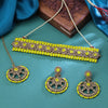 Sukkhi Gold Plated Color Stone & Austrain Stone Yellow Choker Round Shape Necklace Set for Women