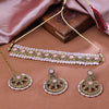 Sukkhi Rhodium Plated Austrian Diamond Light Pink Choker Round Shape Necklace Set for Women