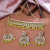 Sukkhi Gold Plated Color Stone & Kundan Yellow Choker Basic Design Necklace Set for Women