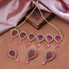 Sukkhi Gold Plated Color Stone & Austrain Stone Pink Choker Oval Shape Necklace Set for Women