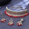 Sukkhi Gold Plated Kundan & Pearl Red Choker Floral Necklace Set for Women