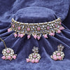 Sukkhi Gold Plated Color Stone & Kundan Light Pink Choker Floral Necklace Set for Women