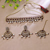 Sukkhi Gold Plated Crystal& Pearl Maroon Choker Floral Necklace Set for Women