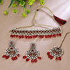 Sukkhi Gold Plated Color Stone Red Choker Floral Necklace Set for Women