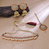 Sukkhi Gold Plated Color Stone & Pearl Orange Choker Floral Necklace Set for Women