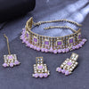 Sukkhi Gold Plated Color Stone & Kundan Light Pink Choker Square Shape Necklace Set for Women