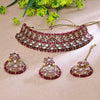 Sukkhi Gold Plated Color Stone & Kundan Pink Choker Floral Necklace Set for Women