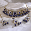 Sukkhi Gold Plated Color Stone & Kundan Blue Choker Square Shape Necklace Set for Women