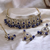 Sukkhi Gold Plated Color Stone & Kundan Blue Choker Oval Shape Necklace Set for Women