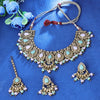 Sukkhi Mesmerizing Gold Plated Multicolor Color Stone Collar Necklace Set With Maang Tikka for Women