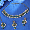 Sukkhi Tempting Gold Plated Green & White Pearl Choker Necklace Set With Maang Tikka for Women