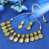 Sukkhi Titillating Gold Plated Yellow Color Stone Collar Necklace Set for Women