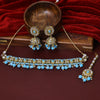 Sukkhi Charming Gold Plated Sky Blue Color Stone Choker Necklace Set With Maang Tikka for Women