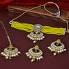 Sukkhi Enchanting Gold Plated Yellow Pearl Choker Necklace Set With Maang Tikka for Women