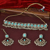 Sukkhi Engaging Gold Plated Sky Blue Pearl Choker Necklace Set With Maang Tikka for Women