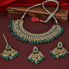 Sukkhi Ravishing Gold Plated Green Austrian Stone Collar Necklace Set With Maang Tikka for Women