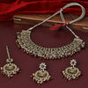 Sukkhi Cunning Gold Plated Maroon Austrian Stone Choker Necklace Set With Maang Tikka for Women