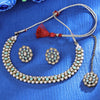 Sukkhi Resplendent Gold Plated White Pearl Choker Necklace Set With Maang Tikka for Women