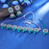 Sukkhi Splendid Gold Plated Sky Blue Austrian Stone Choker Necklace Set With Maang Tikka for Women