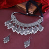 Sukkhi Flamboyant Rhodium Plated Silver Collar Necklace Set for Women