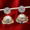 Sukkhi Satisfactory Rhodium Plated Multicolor Kundan Jhumki Earrings for Women