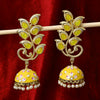 Sukkhi Tolerable Gold Plated Yellow Kundan Jhumki Earrings for Women