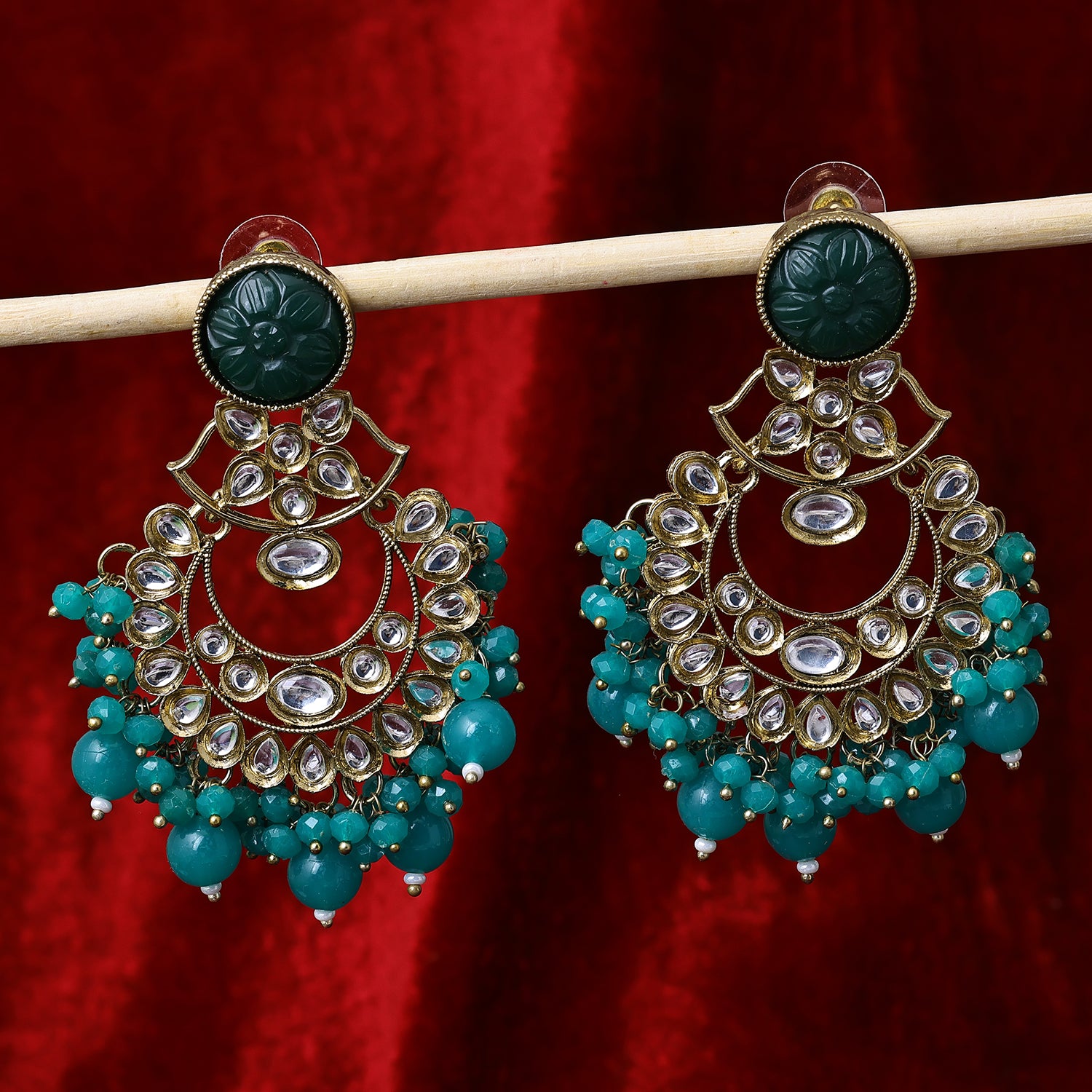Traditional Peacock Kundan Gold Plated Chandbali Dangler Earring –  Abdesignsjewellery