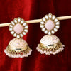 Sukkhi Premium Gold Plated Light Pink Artificial Stone Jhumki Earrings for Women