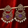 Sukkhi Standard Gold Plated Purple Pearl Chandbali Earrings for Women